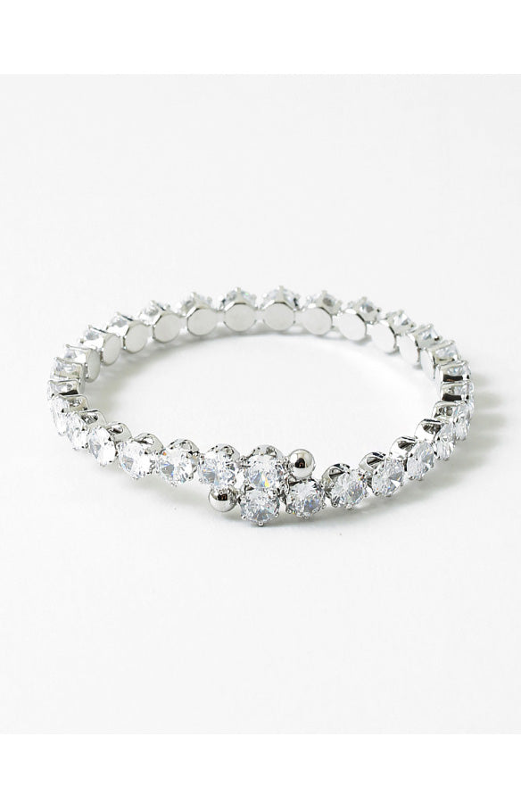 Round Crystal Cuff - Silver/Clear