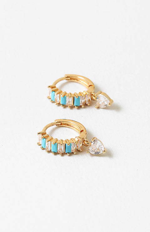 Turquoise & Crystal Hoop Huggies