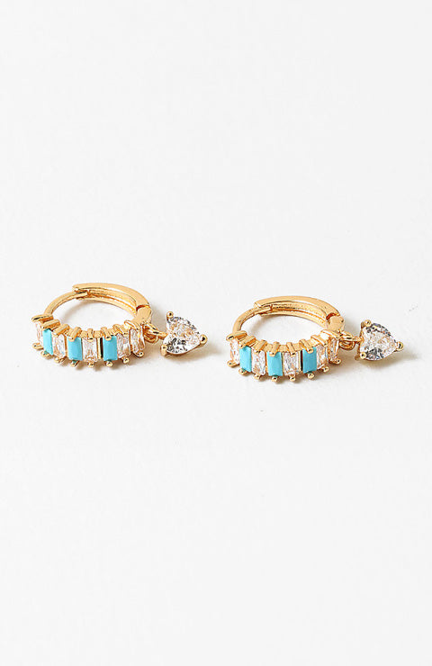 Turquoise & Crystal Hoop Huggies