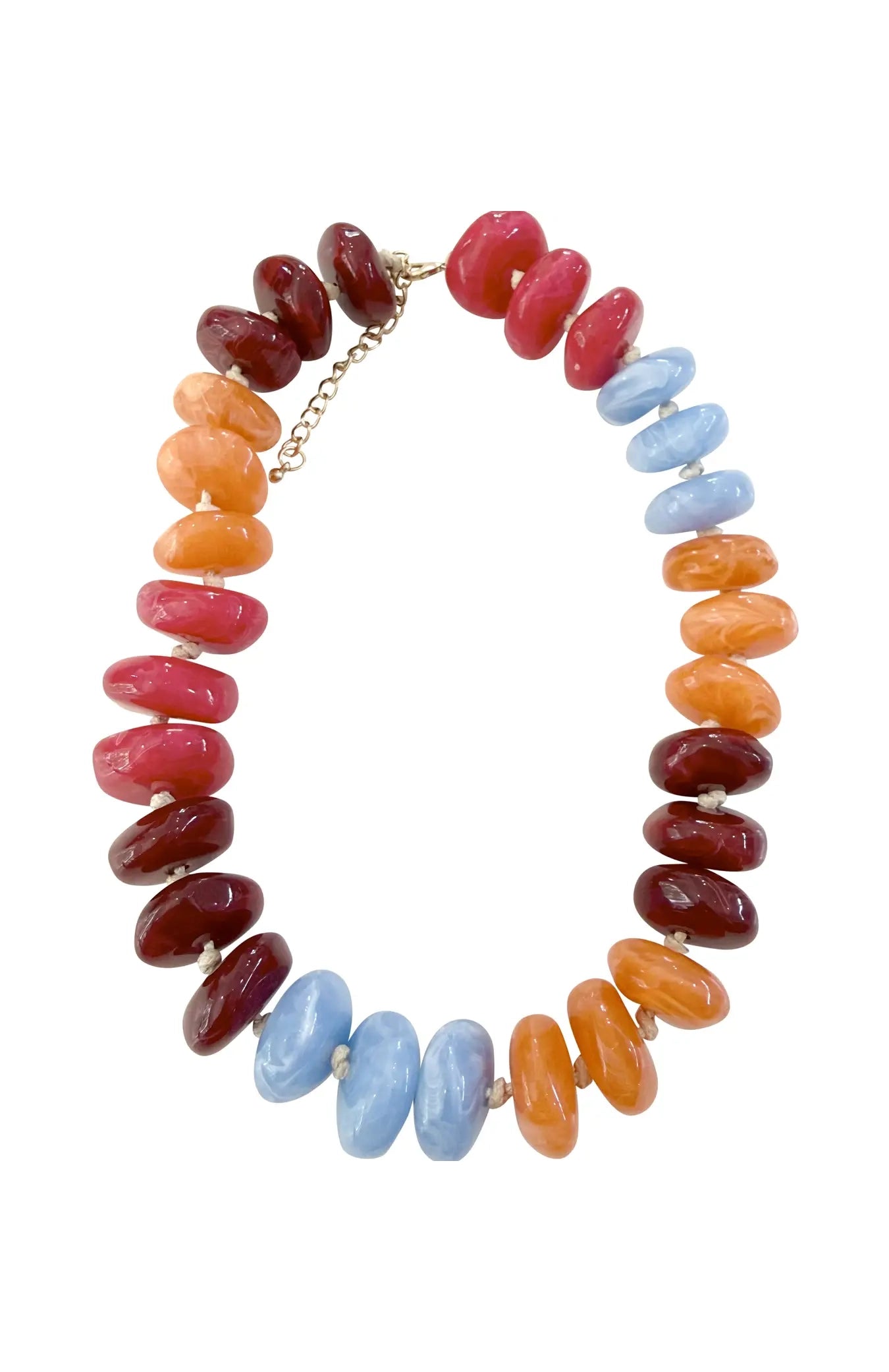 Delray Chunky Beaded Necklace- Maroon/Orange