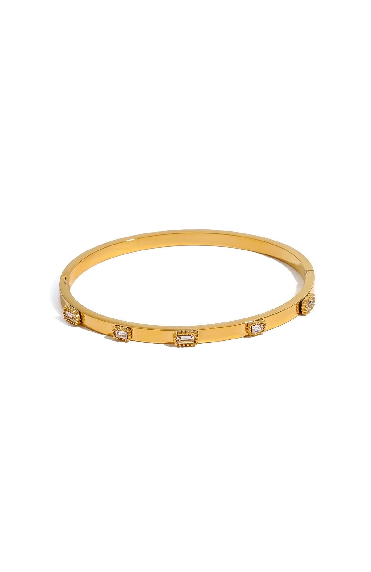 Cz Zircon Gold Bangle Bracelet Waterproof - Emerald