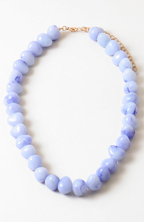 16" Resin Bead Necklace - Blue Lace