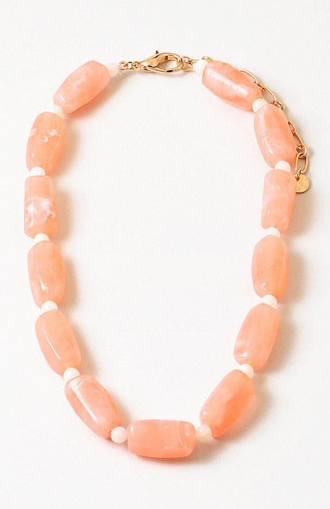 16" Resin Bead Statement Necklace - Peach