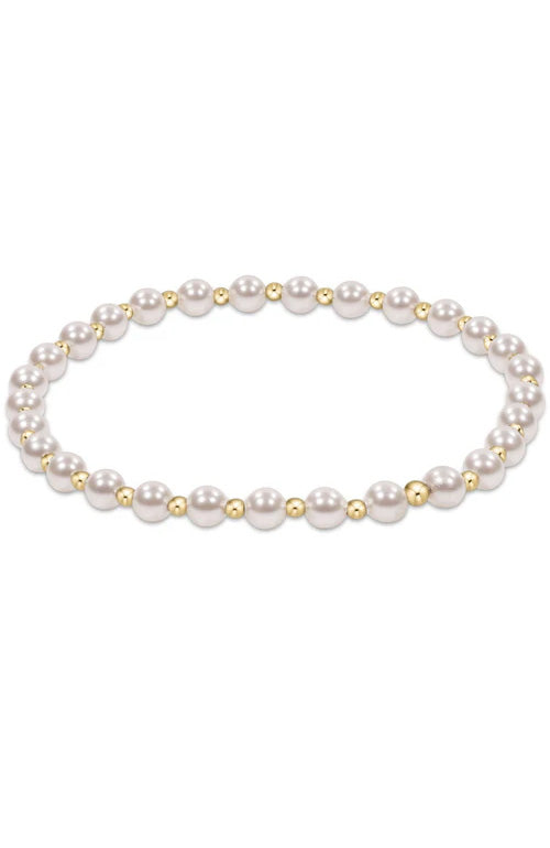 CLASSIC GRATEFUL PATTERN 4MM BEAD BRACELET - PEARL