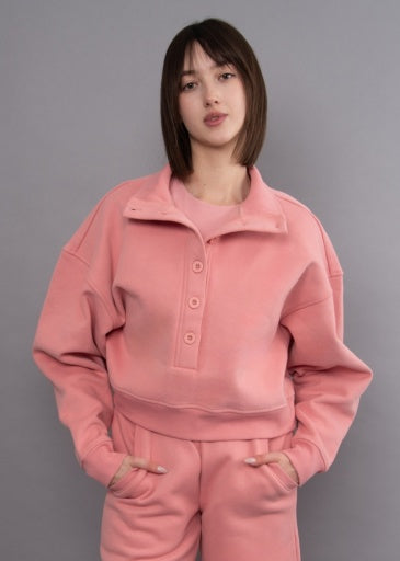 MALTA FLEECE MOCK NECK 1/2 BUTTON UP PULLOVER