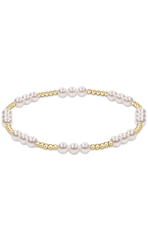 CLASSIC JOY PATTERN 4MM BEAD BRACELET - PEARL