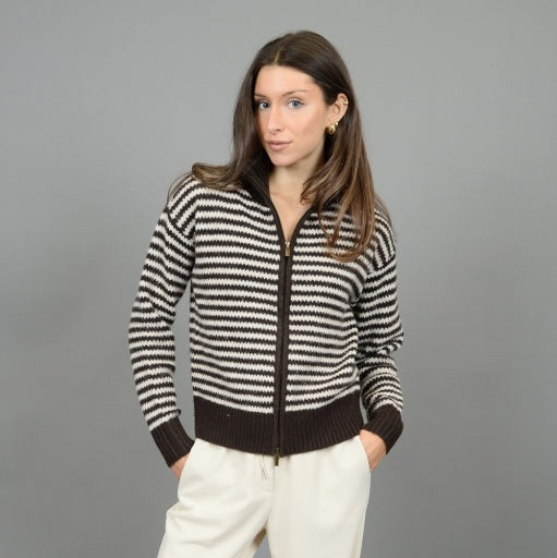 Yuri Stripe Mock Neck Cardi