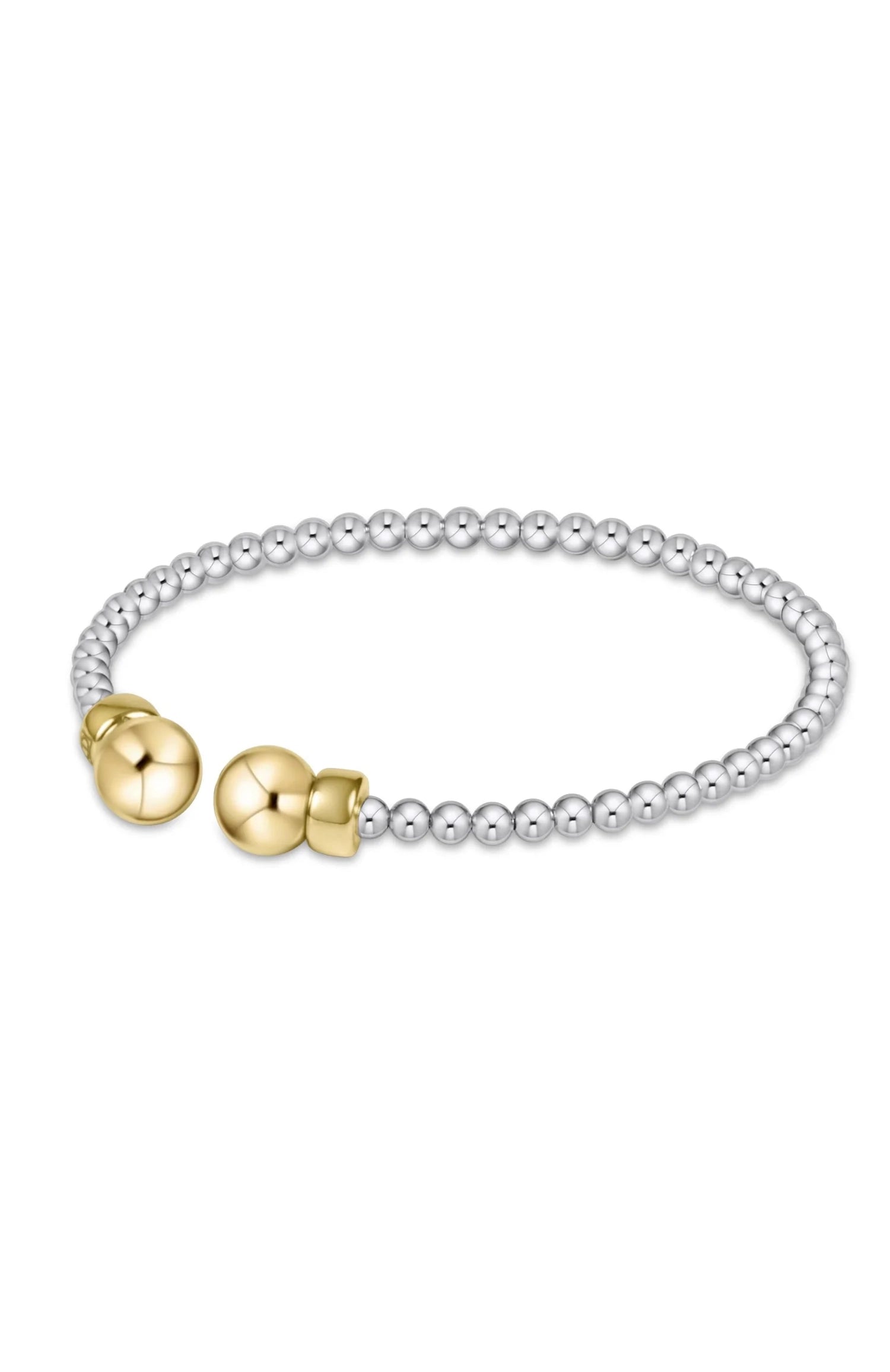 Classic Mixed Metal 3mm Bead Cuff - Gold