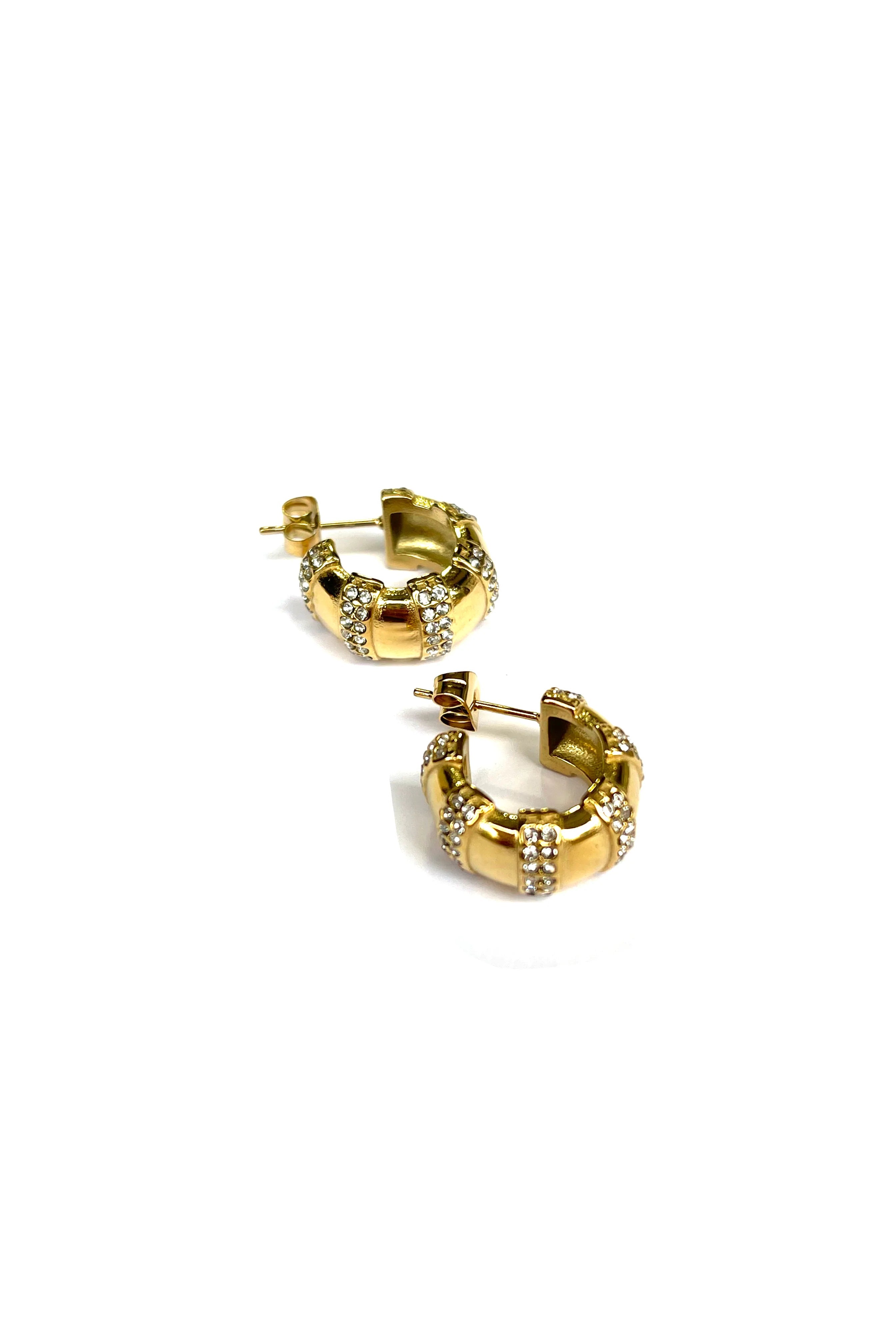 Niall Pave Stud Hoops Gold