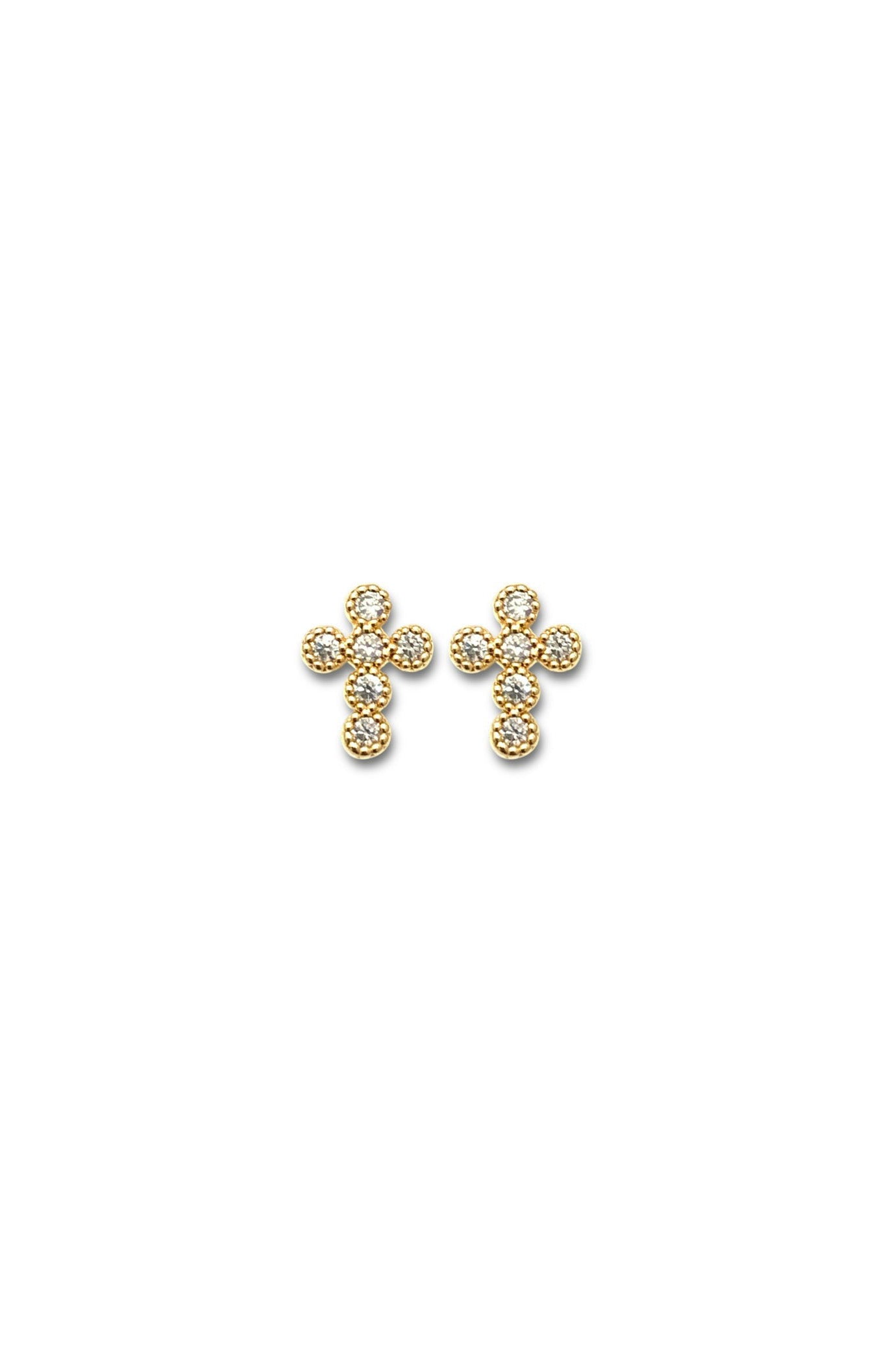 Antique petite cross studs, E, G, Clear