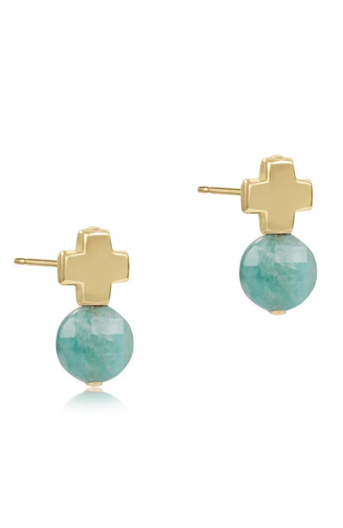 Signature Cross Gold Stud Amazonite