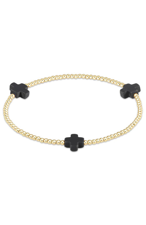 Signature Cross Gold 2mm Bracelet Onyx