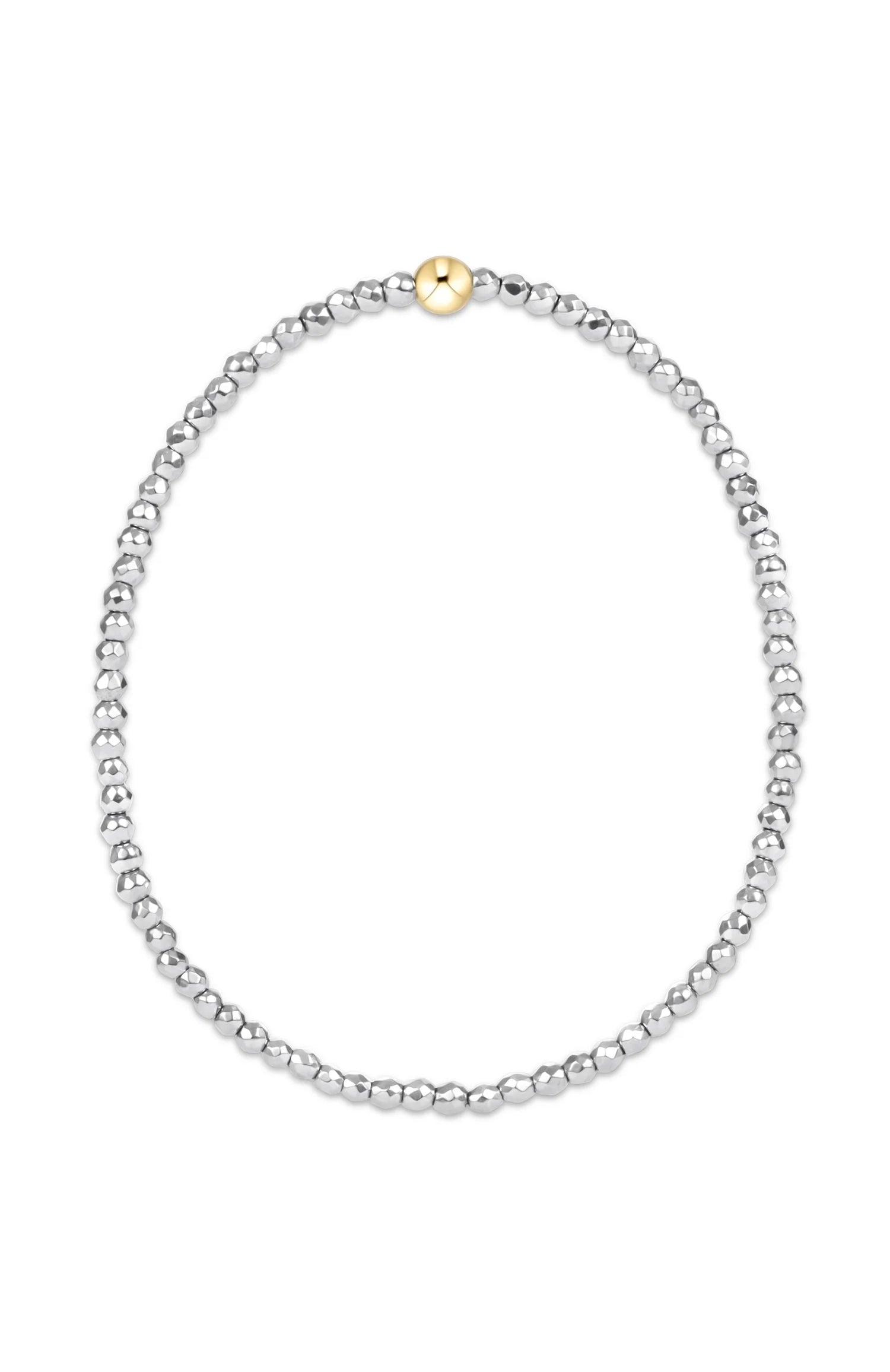 Silver Faceted Hematite 2mm Bead Bracelet