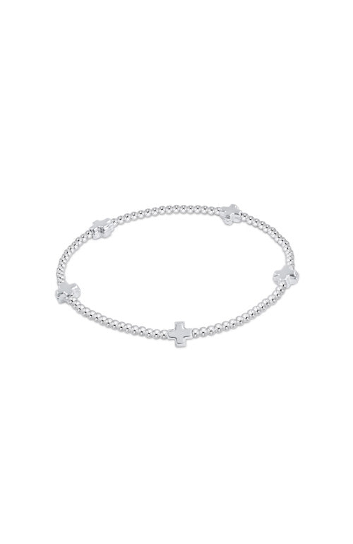 SIGNATURE CROSS SMALL STERLING PATTERN 2MM BEAD BRACELET - STERLING