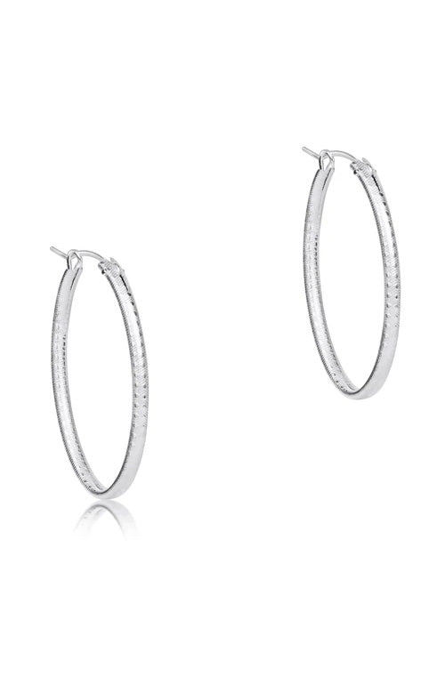 Oval Sterling 1" Hoop - Textured