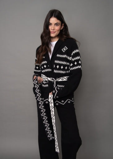 CECILE LONG RAGLAN SLEEVE SHAWL NECK CARDIGAN