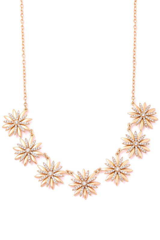 Flower Station Chain Necklace Gold