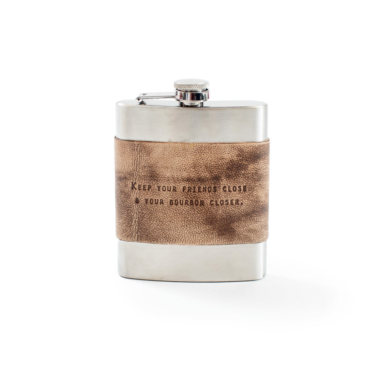 Brown Leather Quote Flask
