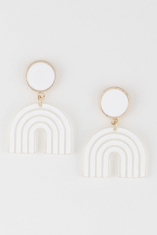 Mini Arch Earrings White