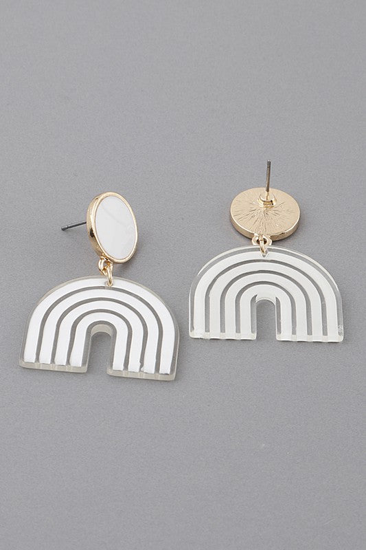 Mini Arch Earrings White