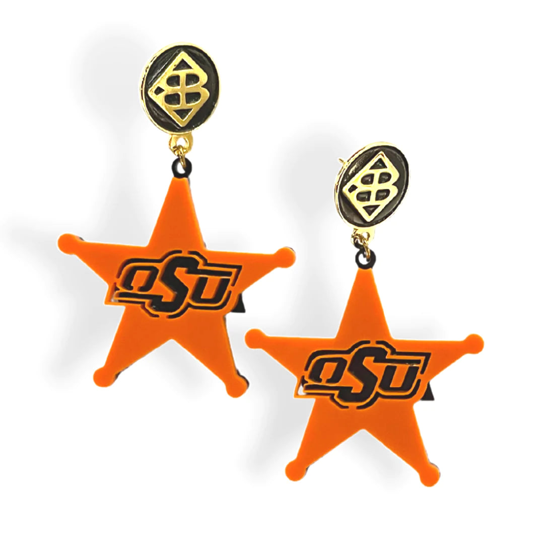 Orange & Black OSU Star Earrings