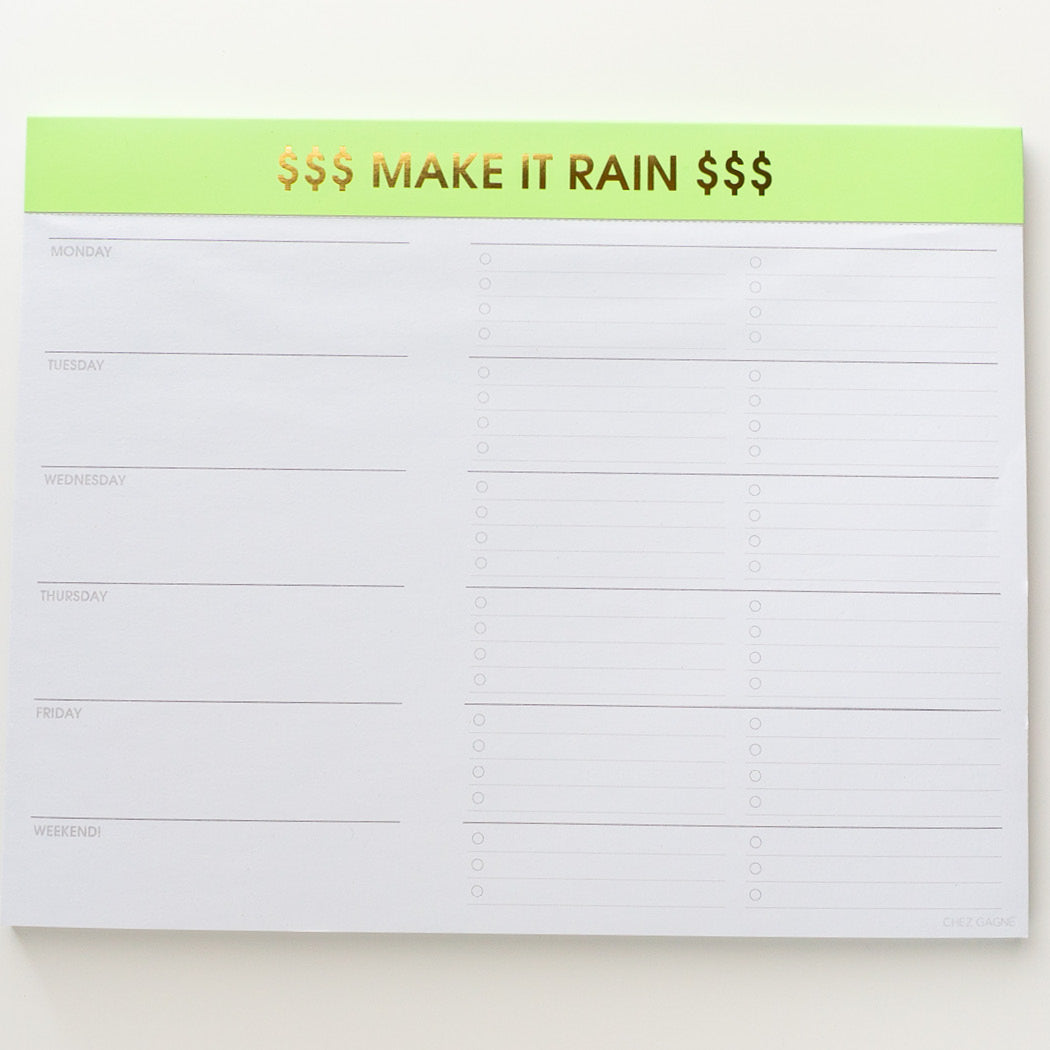 Make It Rain Weekly Planner Notepad