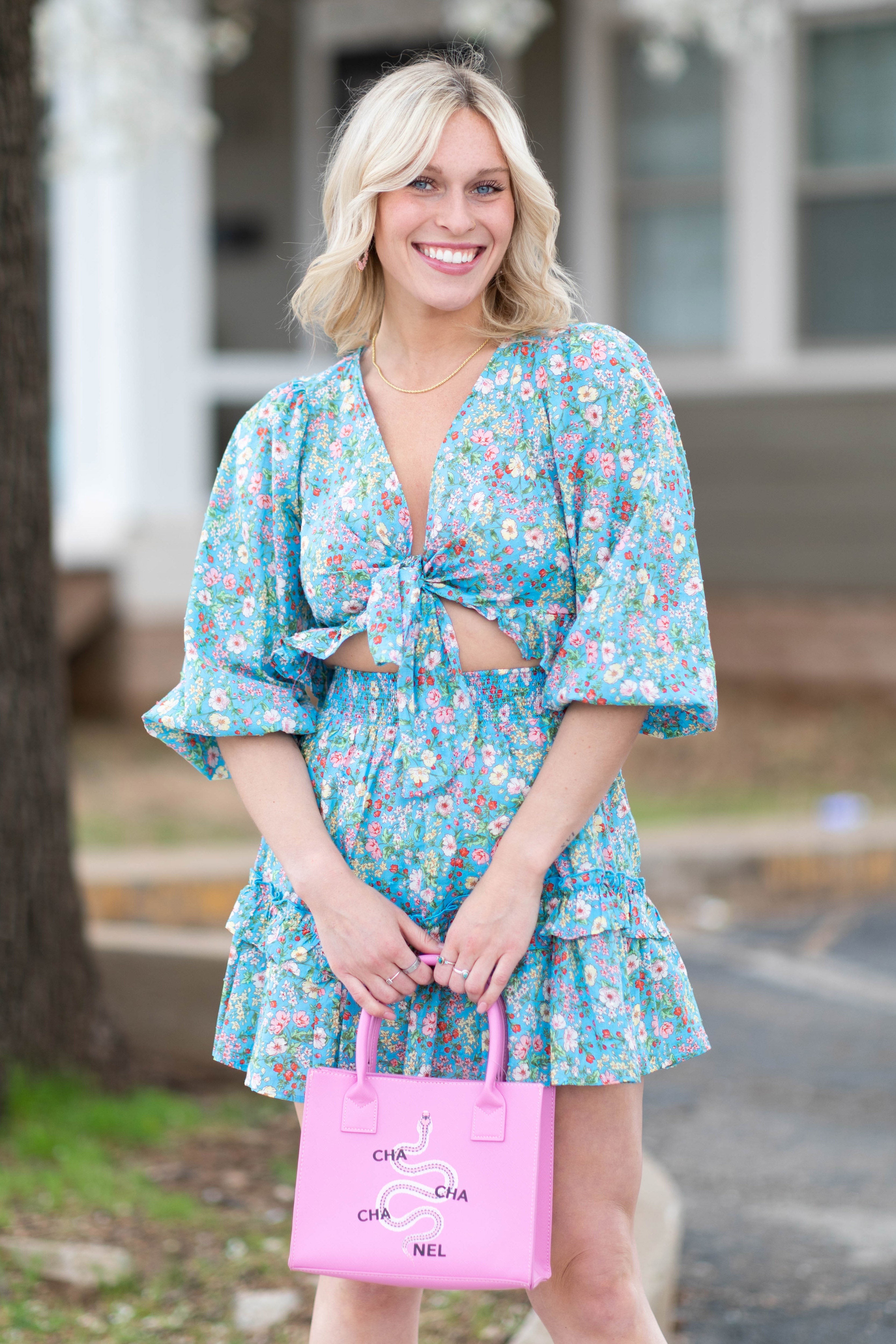 Forever Floral Tie Front Blouse