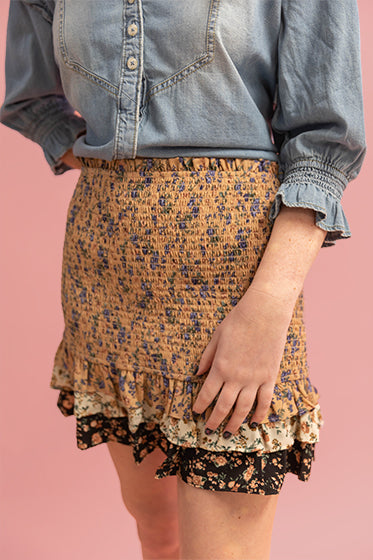 Hint Of Floral Smoked Skirt