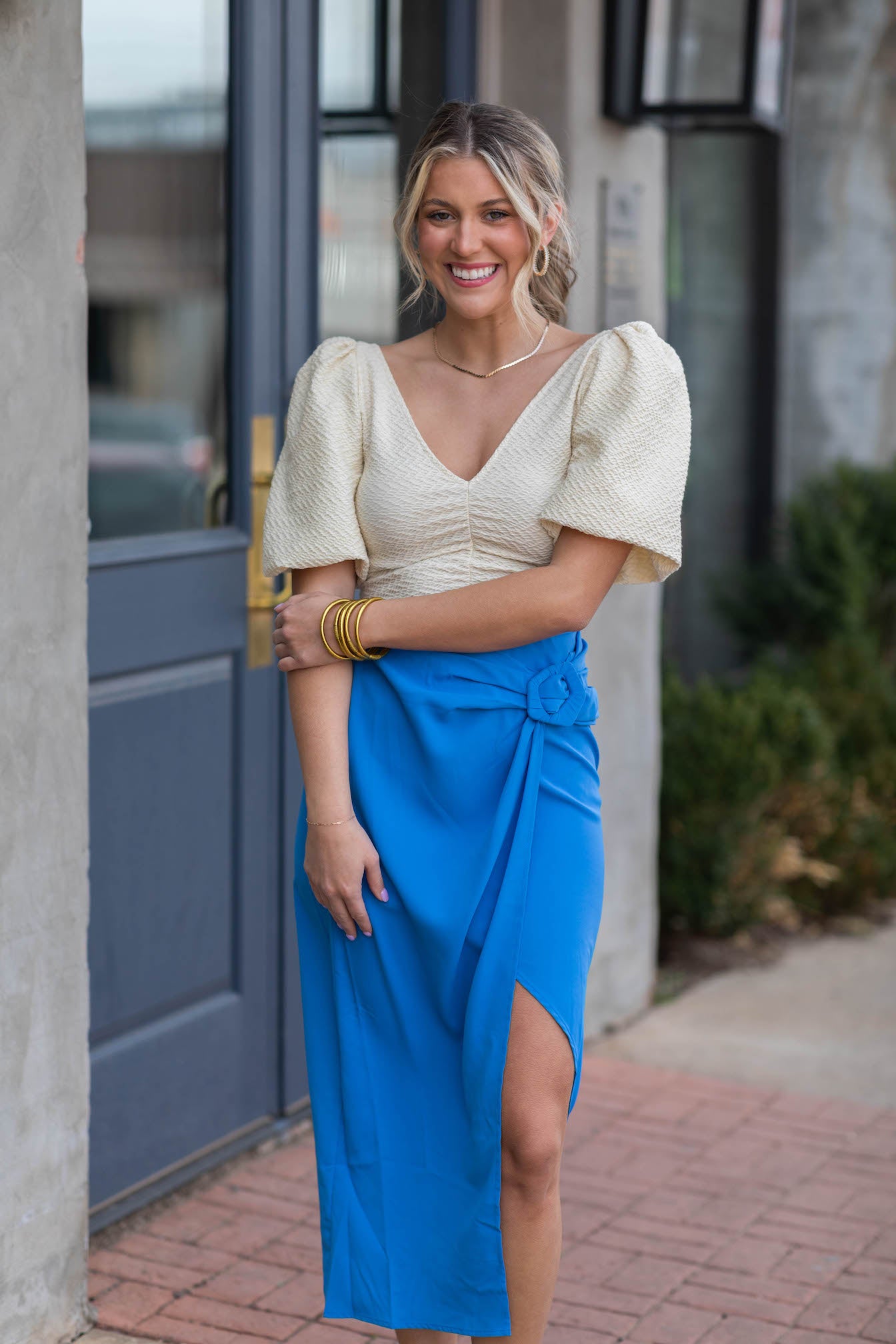 Blu Glam Midi Wrap Skirt