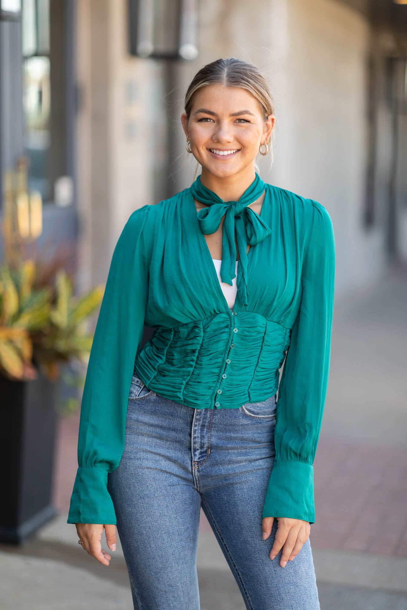 Meet Me There Button Crop Blouse