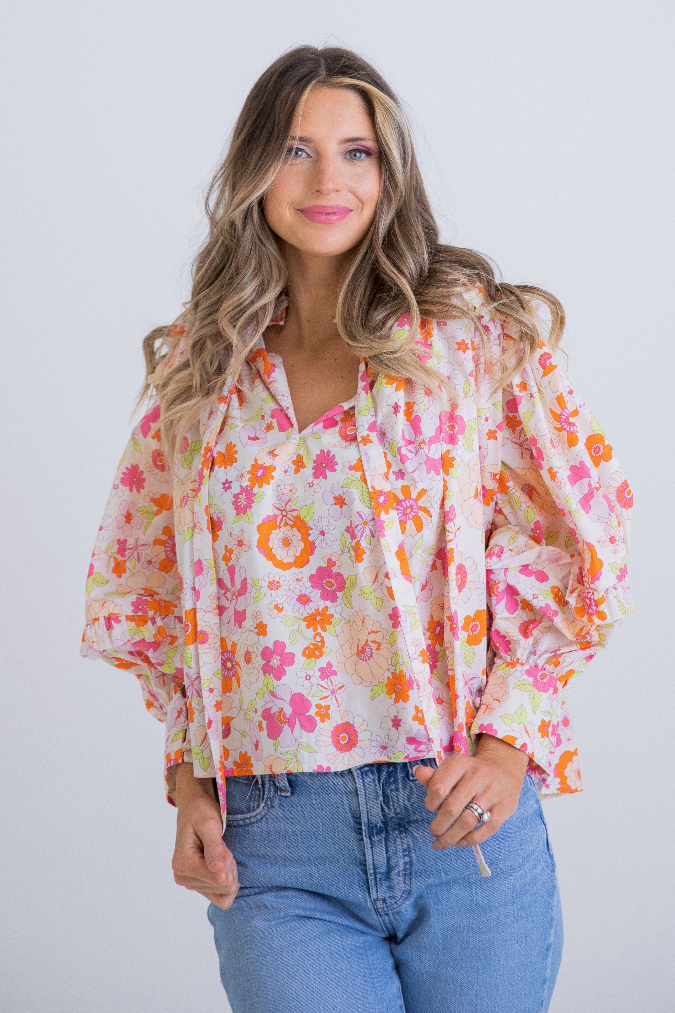 And Always Floral Ruffle Blouse