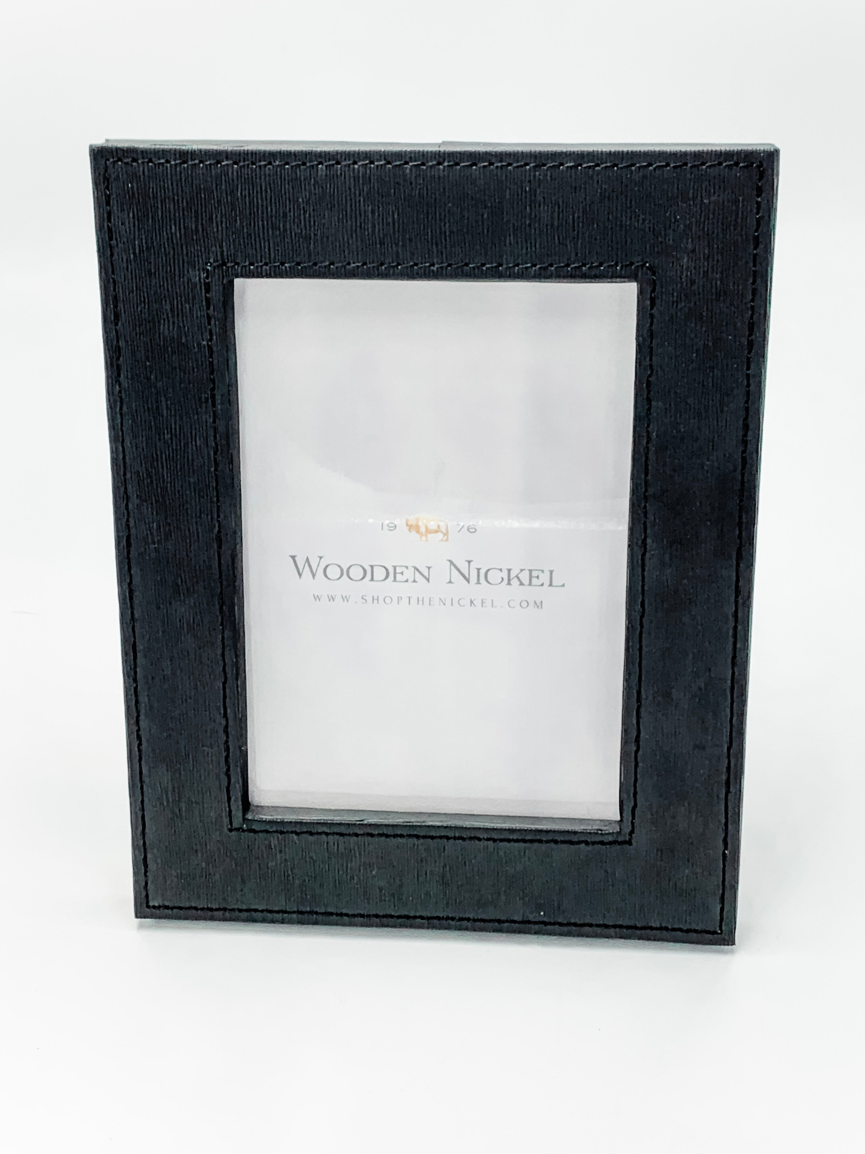 Faux Leather Wide Frame Black 4"x6"