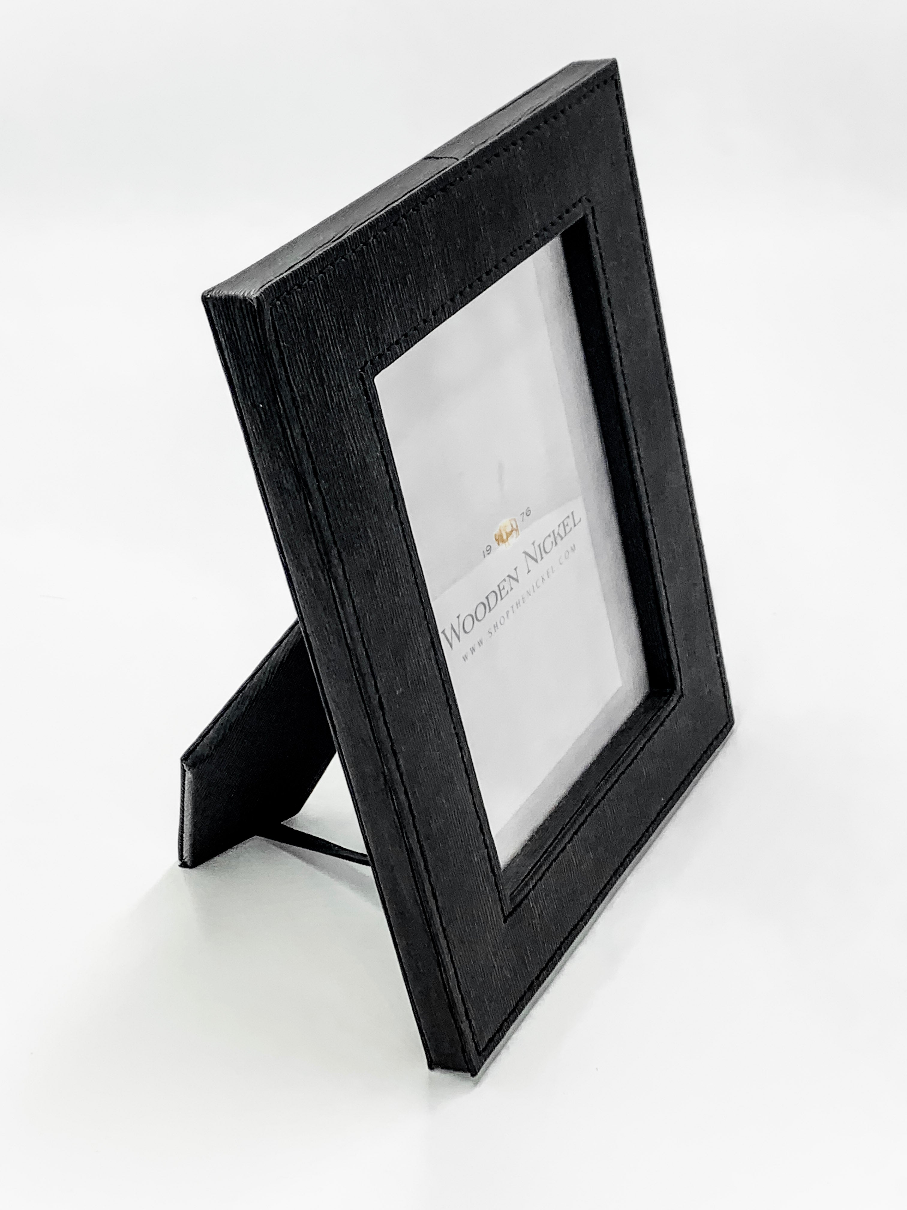 Faux Leather Wide Frame Black 4"x6"