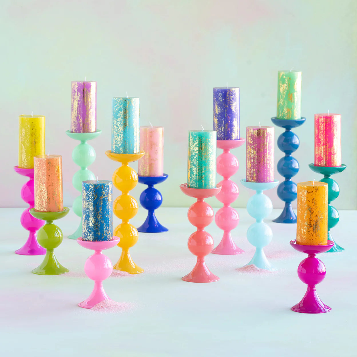 6" Rainbow Pillar Candle