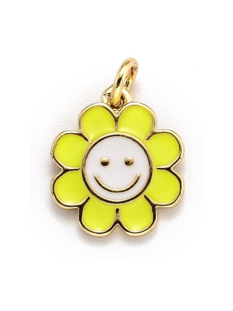 Yellow Smiley Flower Charm