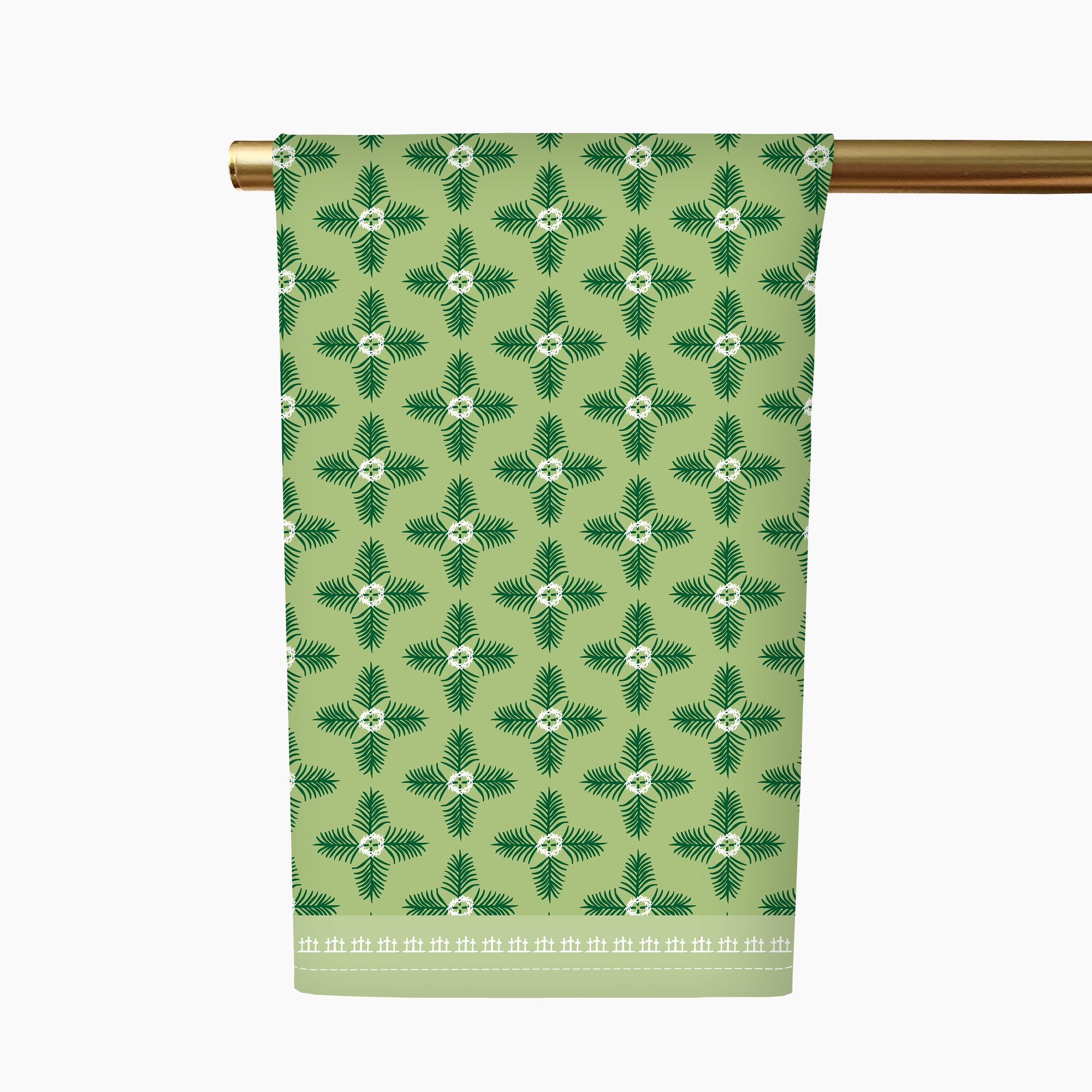 Easter Palm Crosses Tea Towel Green