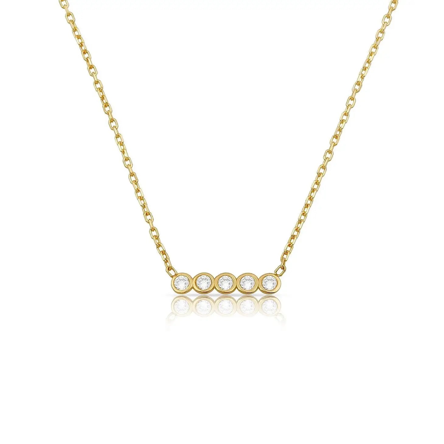 Loverly Crystal Bar Necklace Gold
