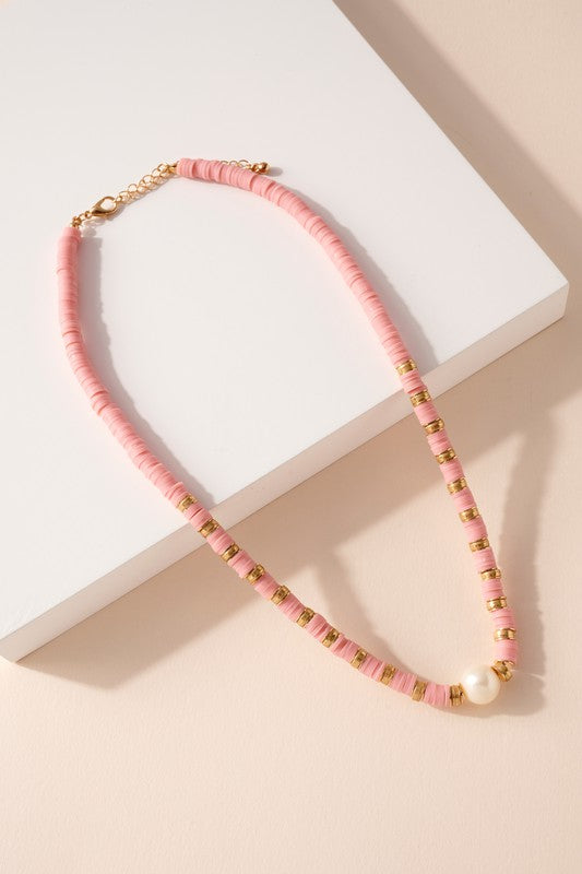 Disc Pearl Beaded Necklace
