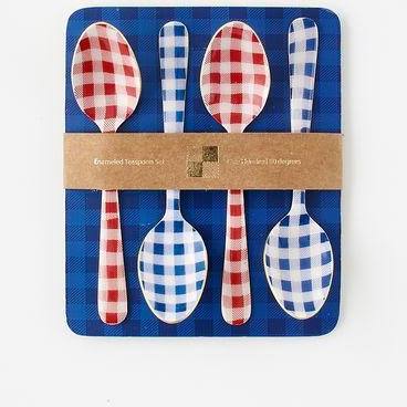 Gingham Pattern Ceramic Measuring Spoon Set